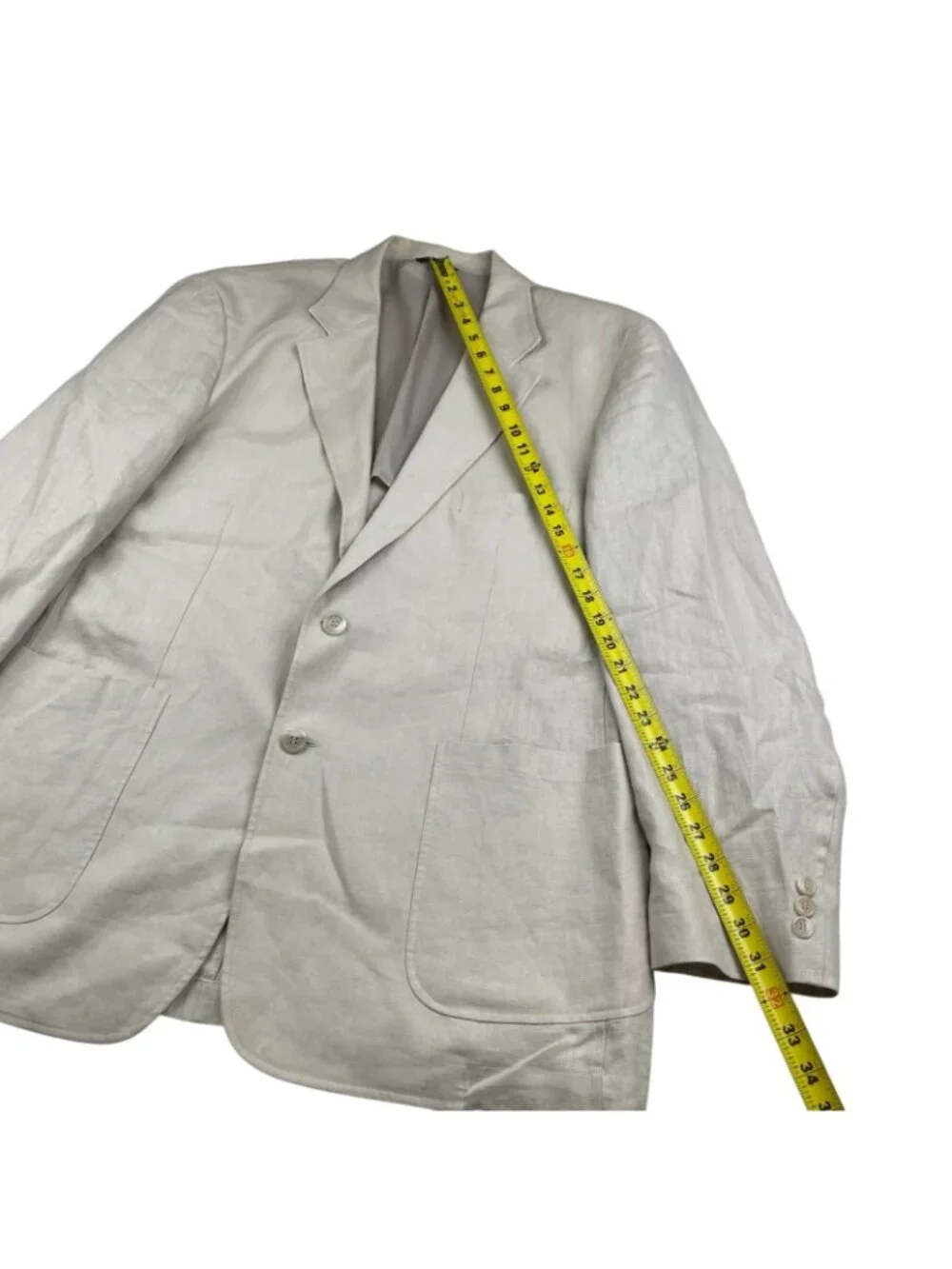 Alan Flusser Men’s 100% Linen 2-Button Blazer Jacket Beige • 46R | XL